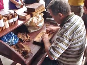 Cigar making by hand in Cuba